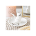 Sitting White Cat Face Trinket Dish