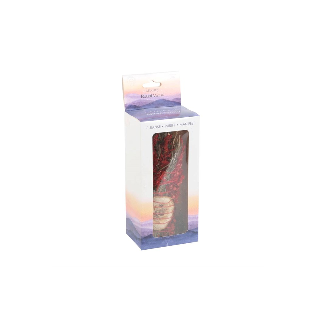 6in Ritual Wand Smudge Stick with Rosemary, Sage and Red Jasper