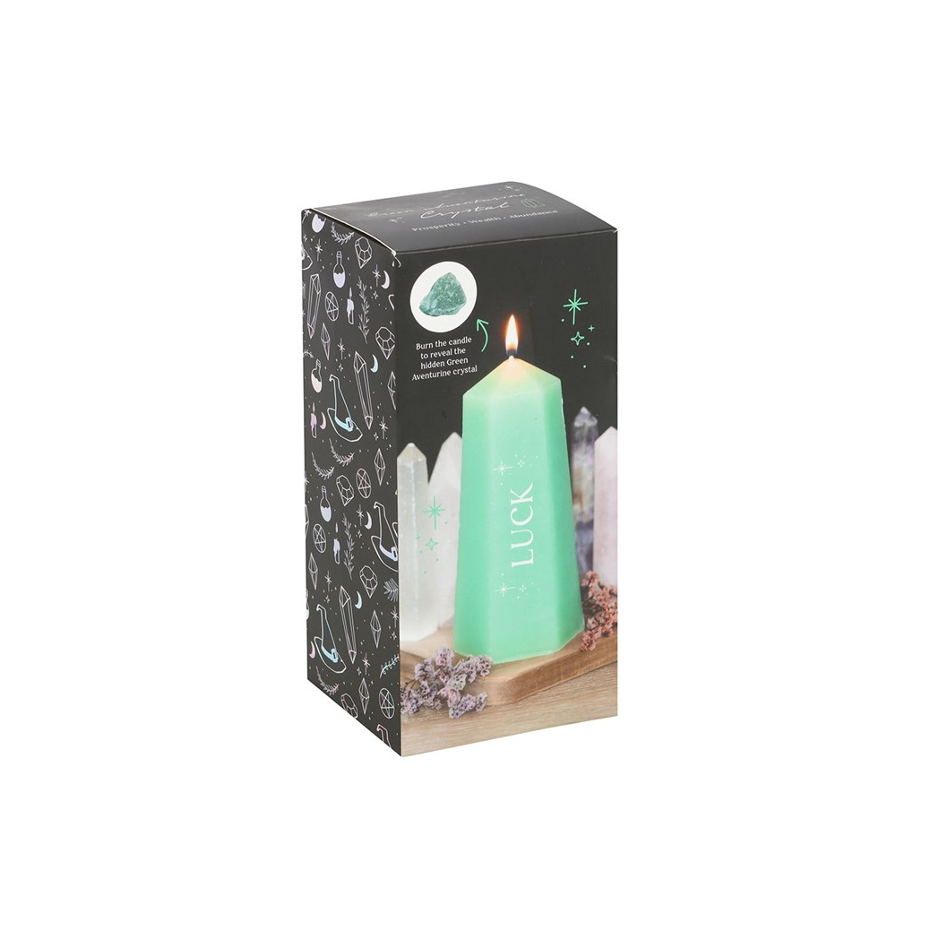 Luck Crystal Candle with Rough Green Aventurine