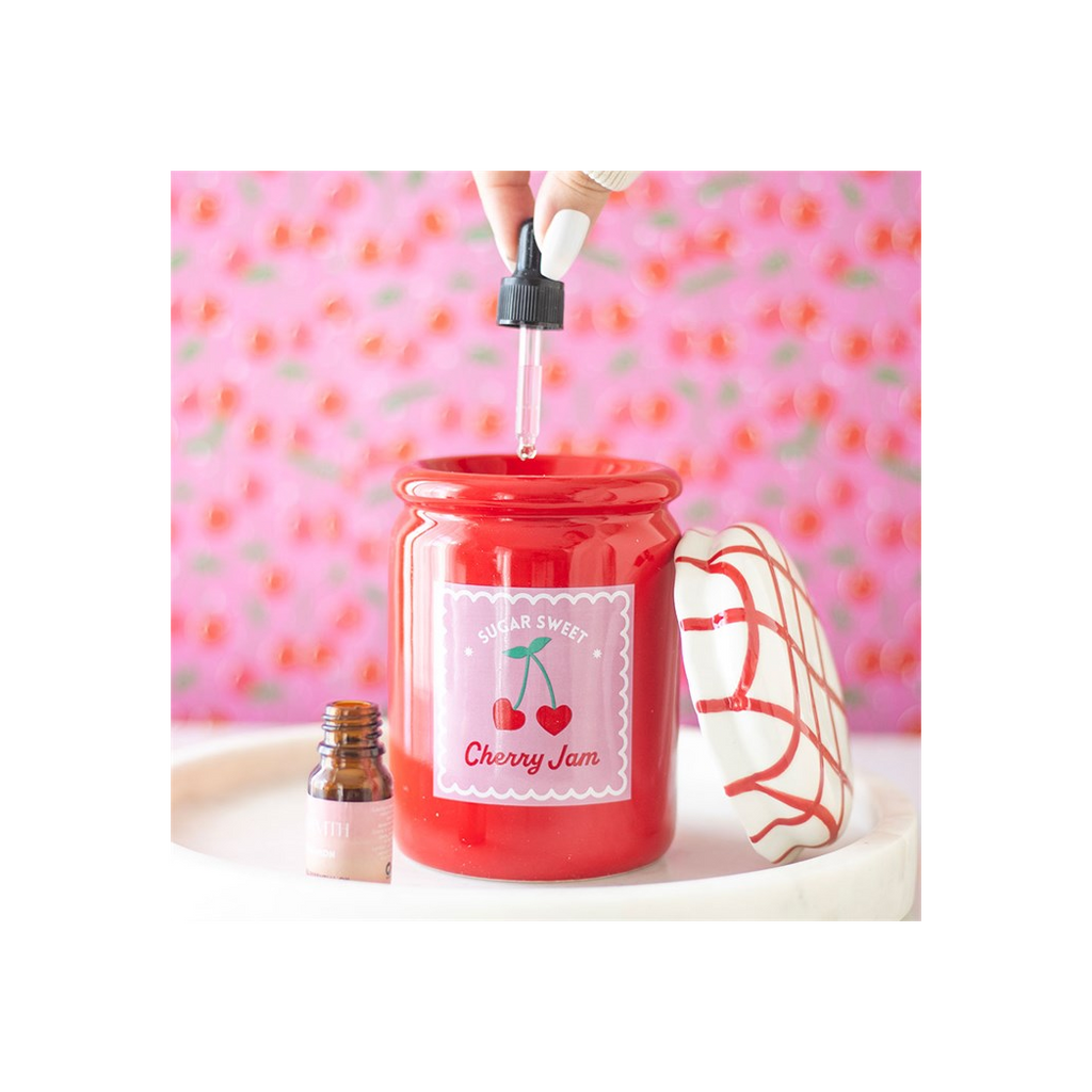 Cherry Jam Jar Oil Burner and Wax Warmer