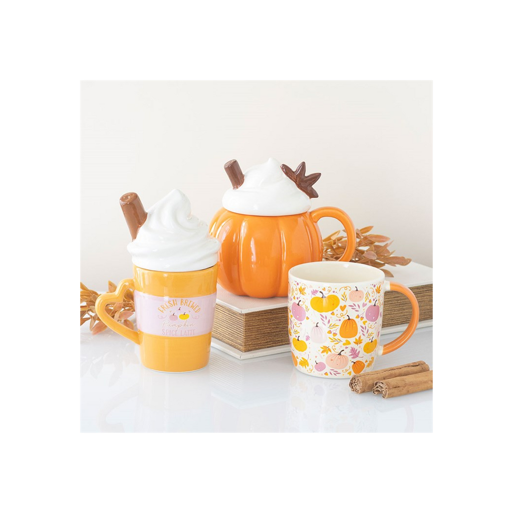 Pink and Orange Pumpkin Print Mug