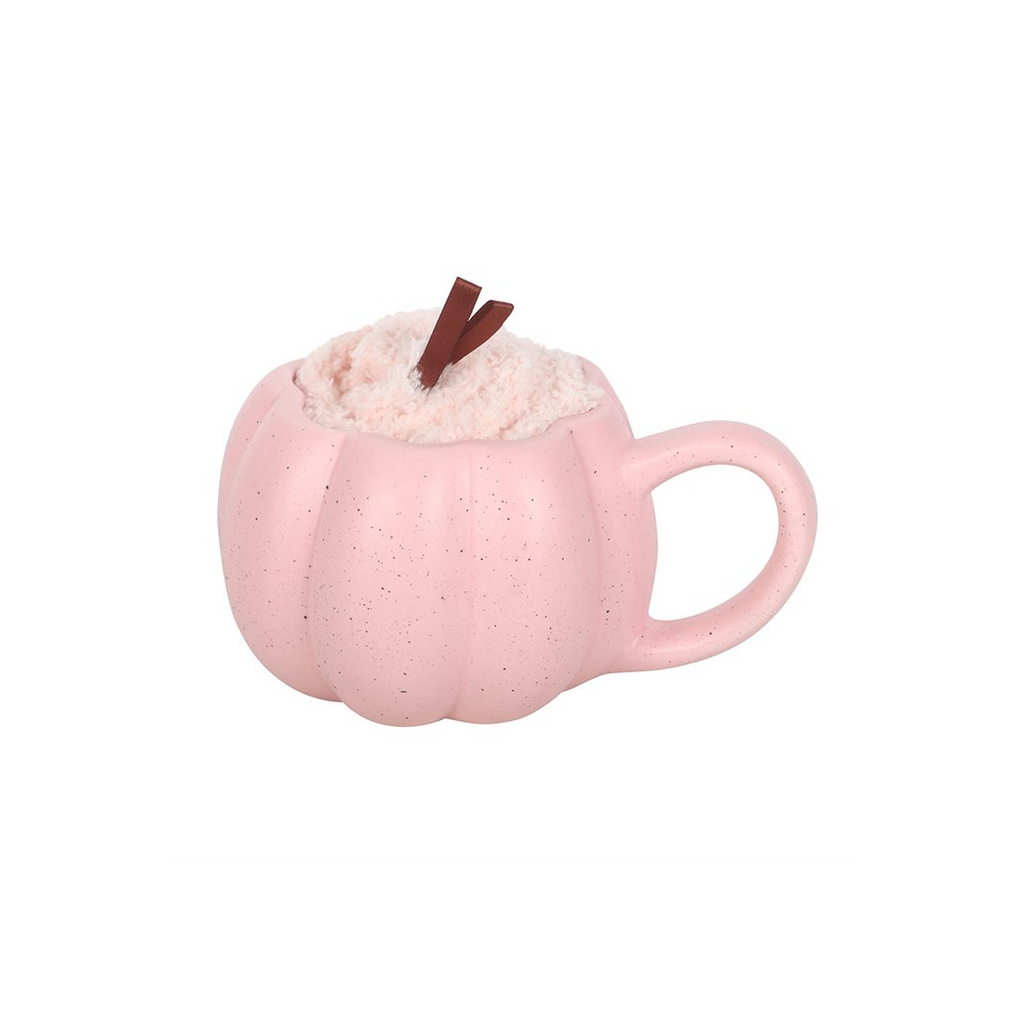 Pink Pumpkin Mug and Socks Set