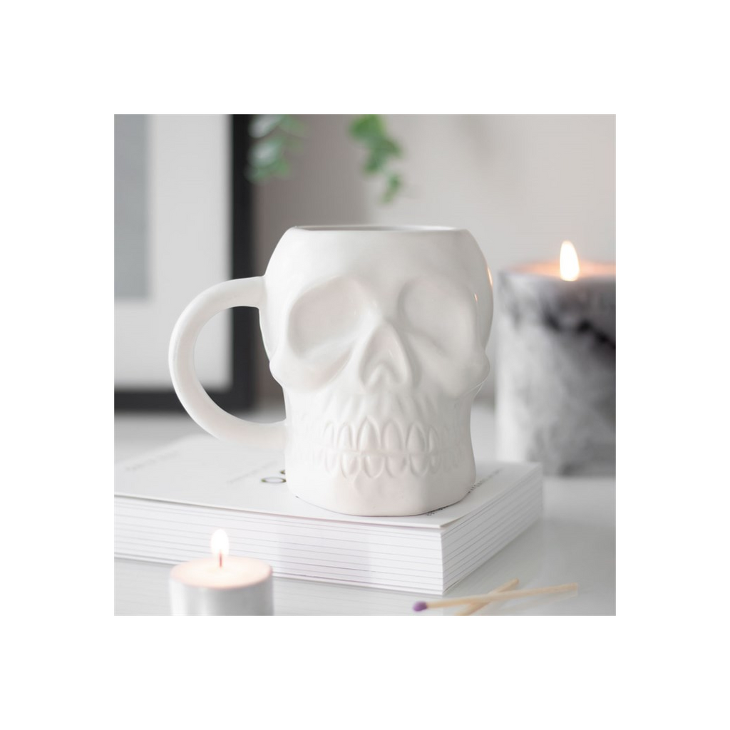 Matte White Skull Mug