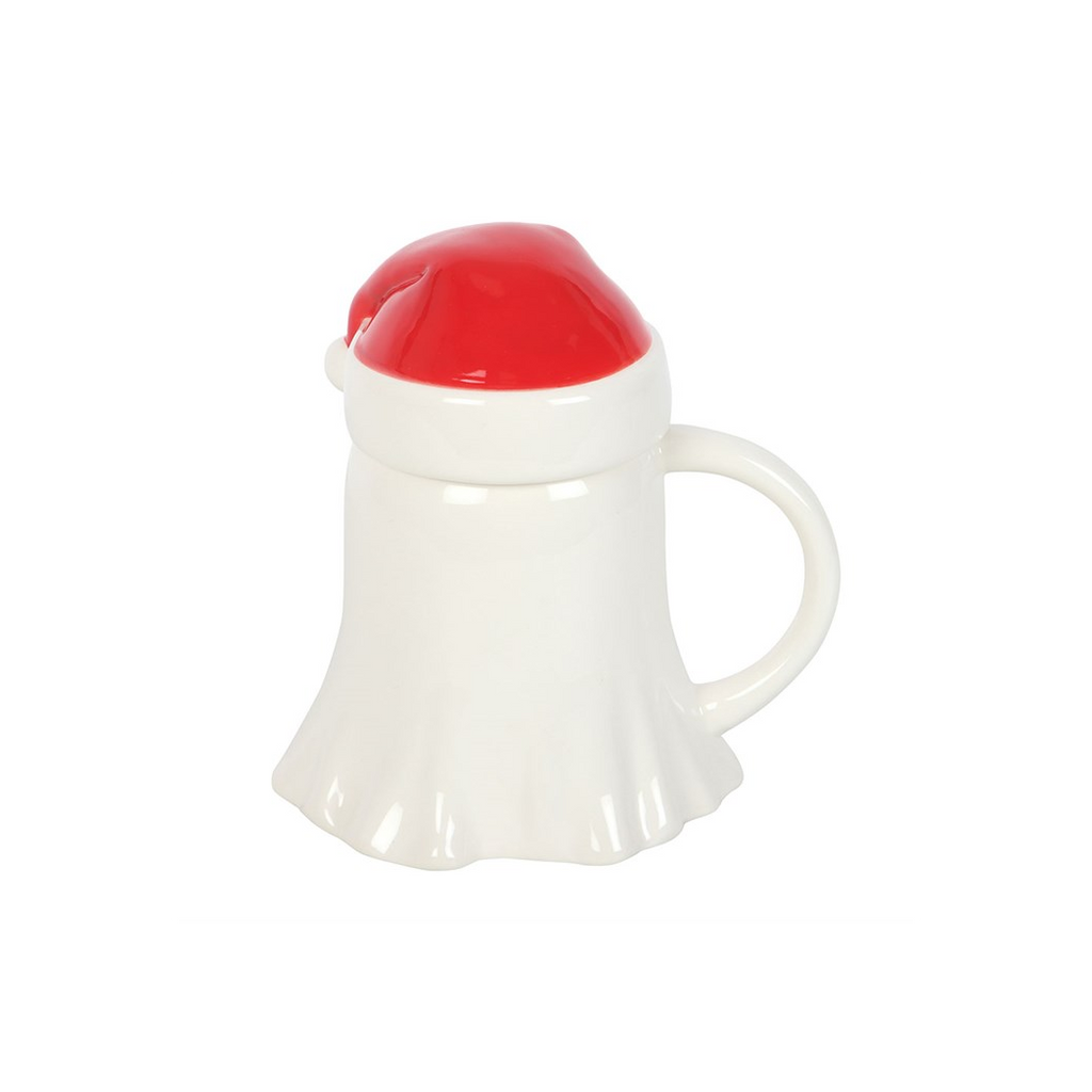 Ghost Shaped Mug with Santa Hat Lid