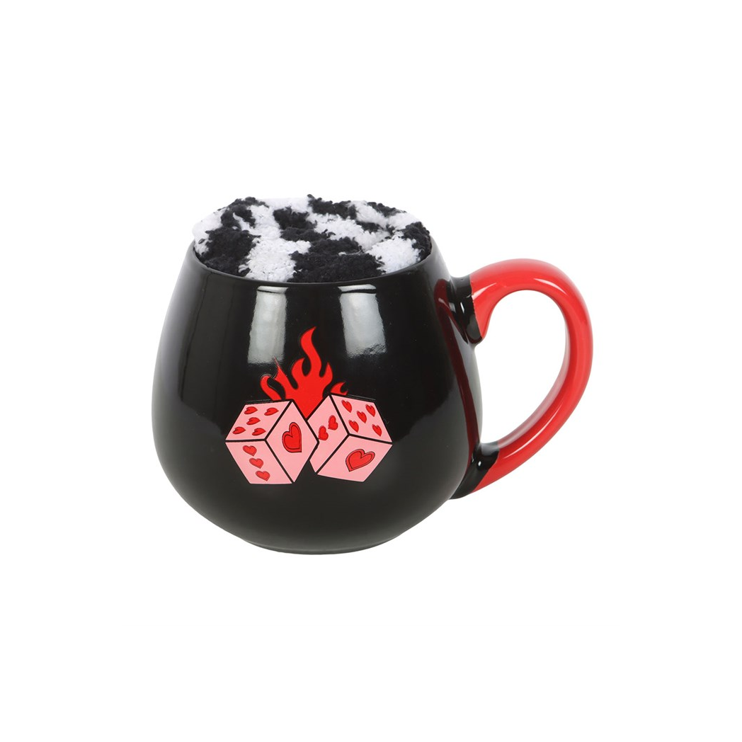 Black Dice Mug and Socks Set