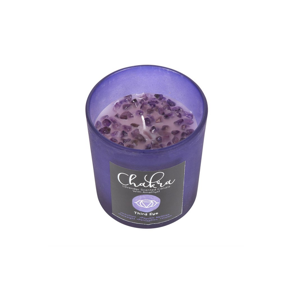 Third Eye Chakra Lavender Crystal Chip Candle
