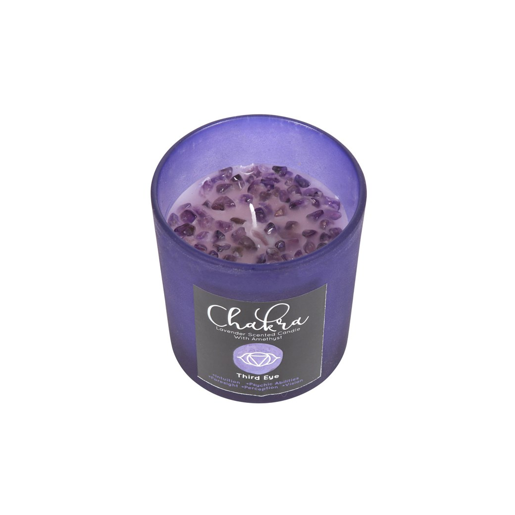 Third Eye Chakra Lavender Crystal Chip Candle