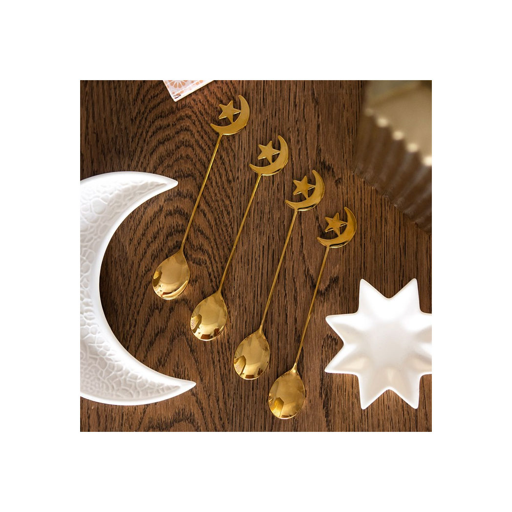 Set of 4 Star and Moon Teaspoons