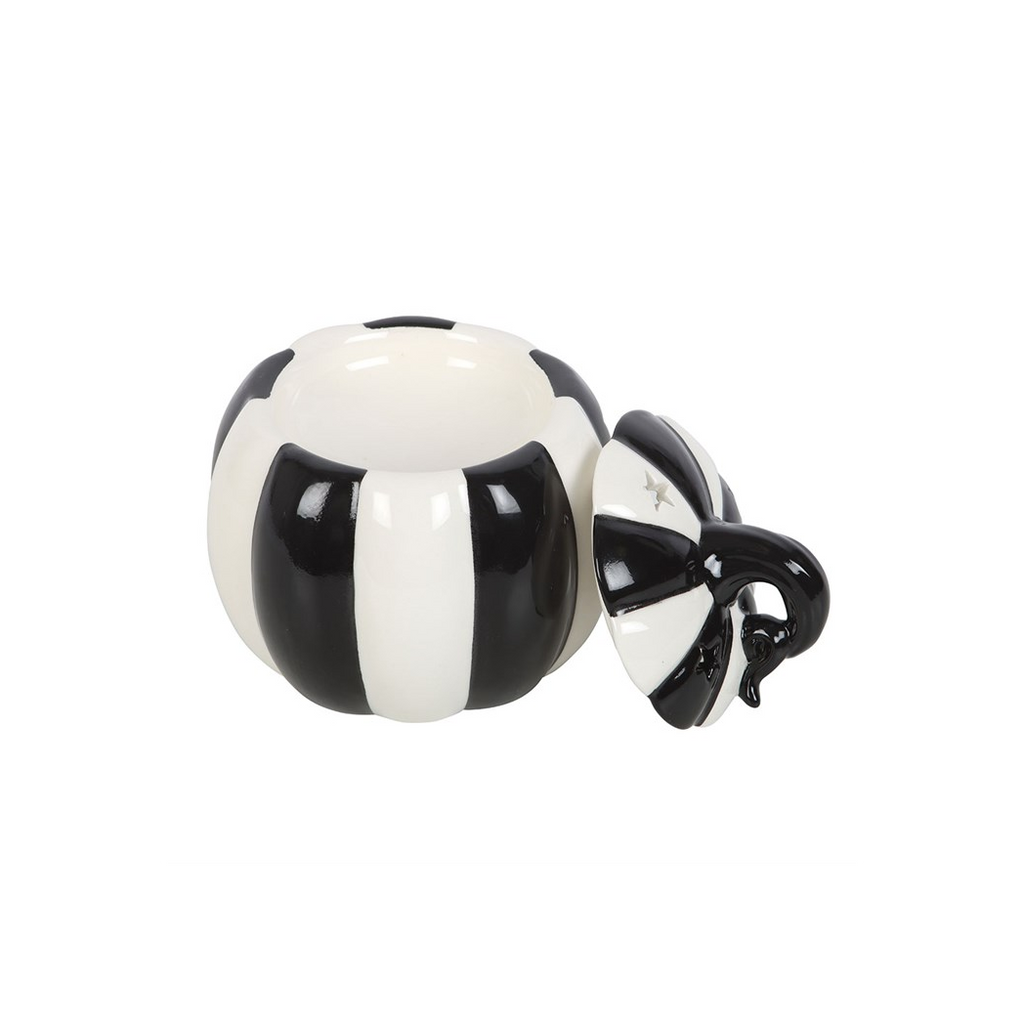 Black and White Striped Pumpkin Oil Burner
