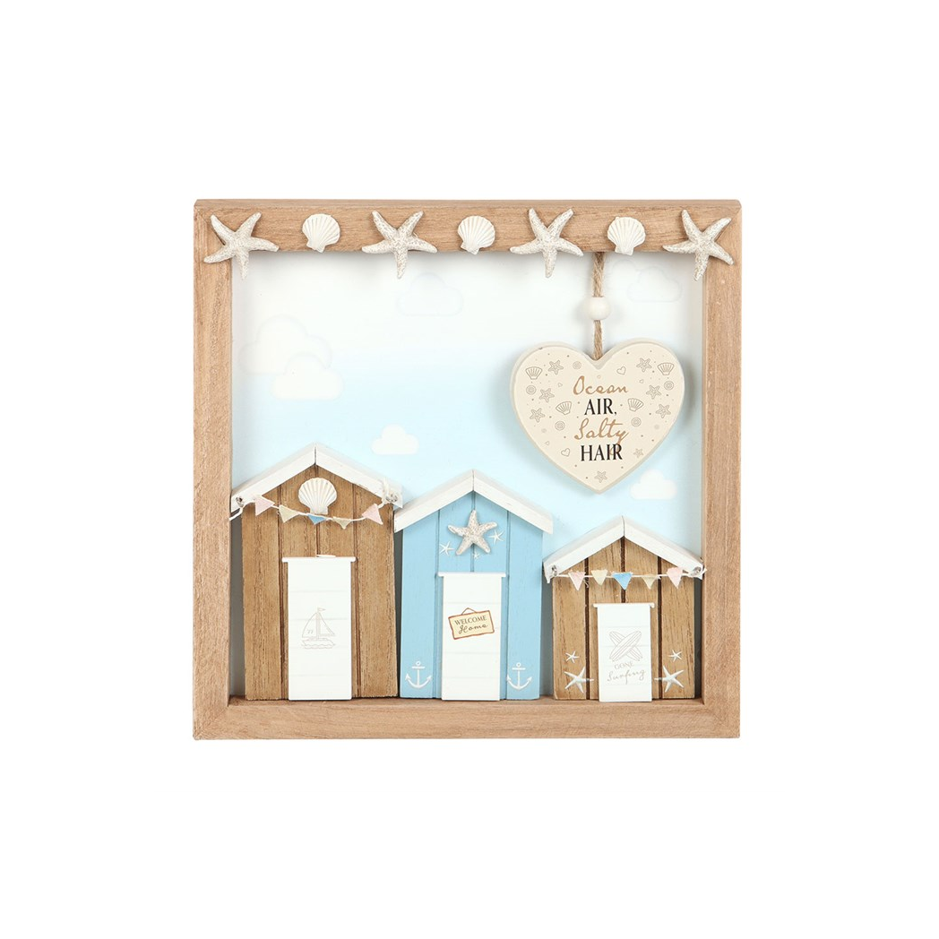 Ocean Air Salty Hair 3D Shell Beach Hut MDF Plaque