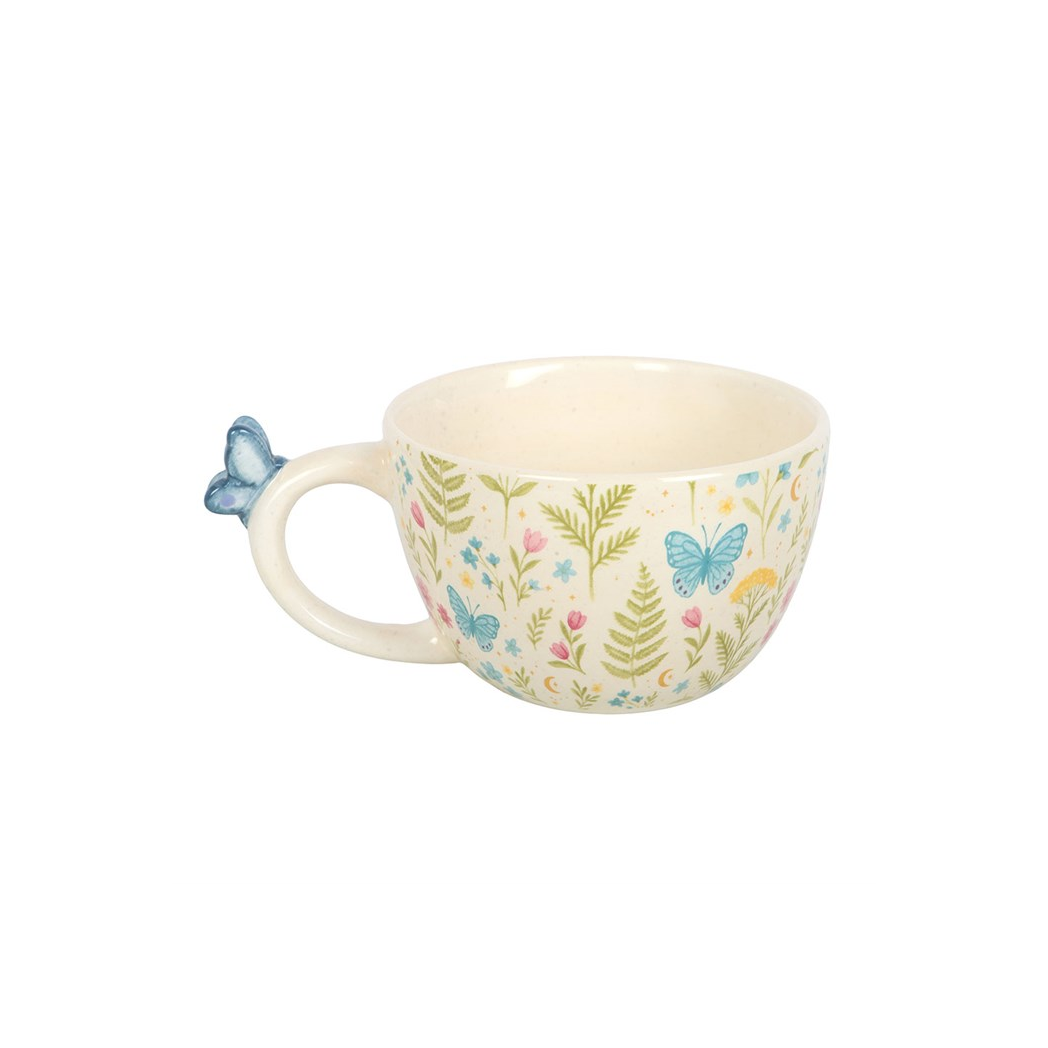 Luna Bloom Floral Print Mug with Butterfly