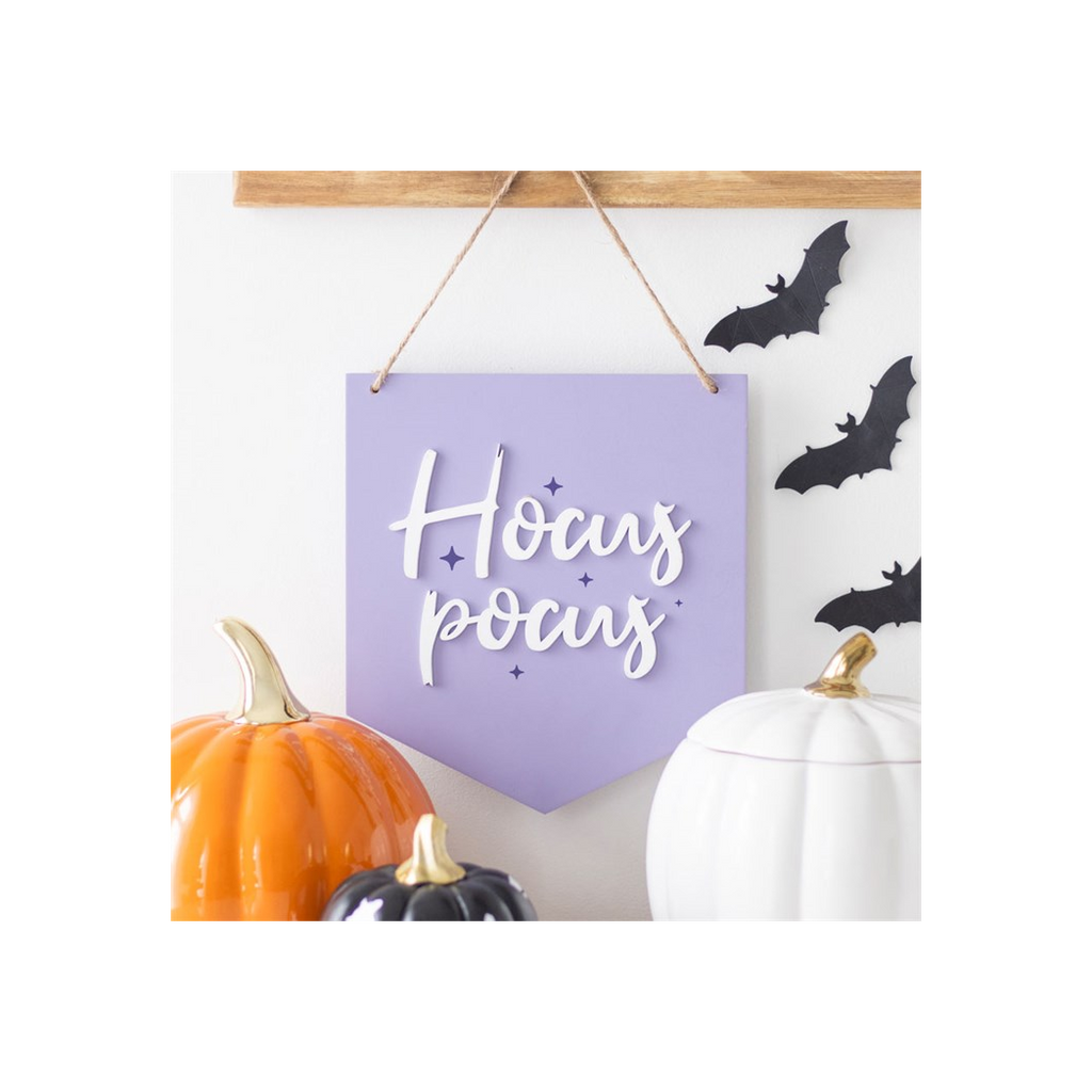 Purple Hocus Pocus Hanging Sign