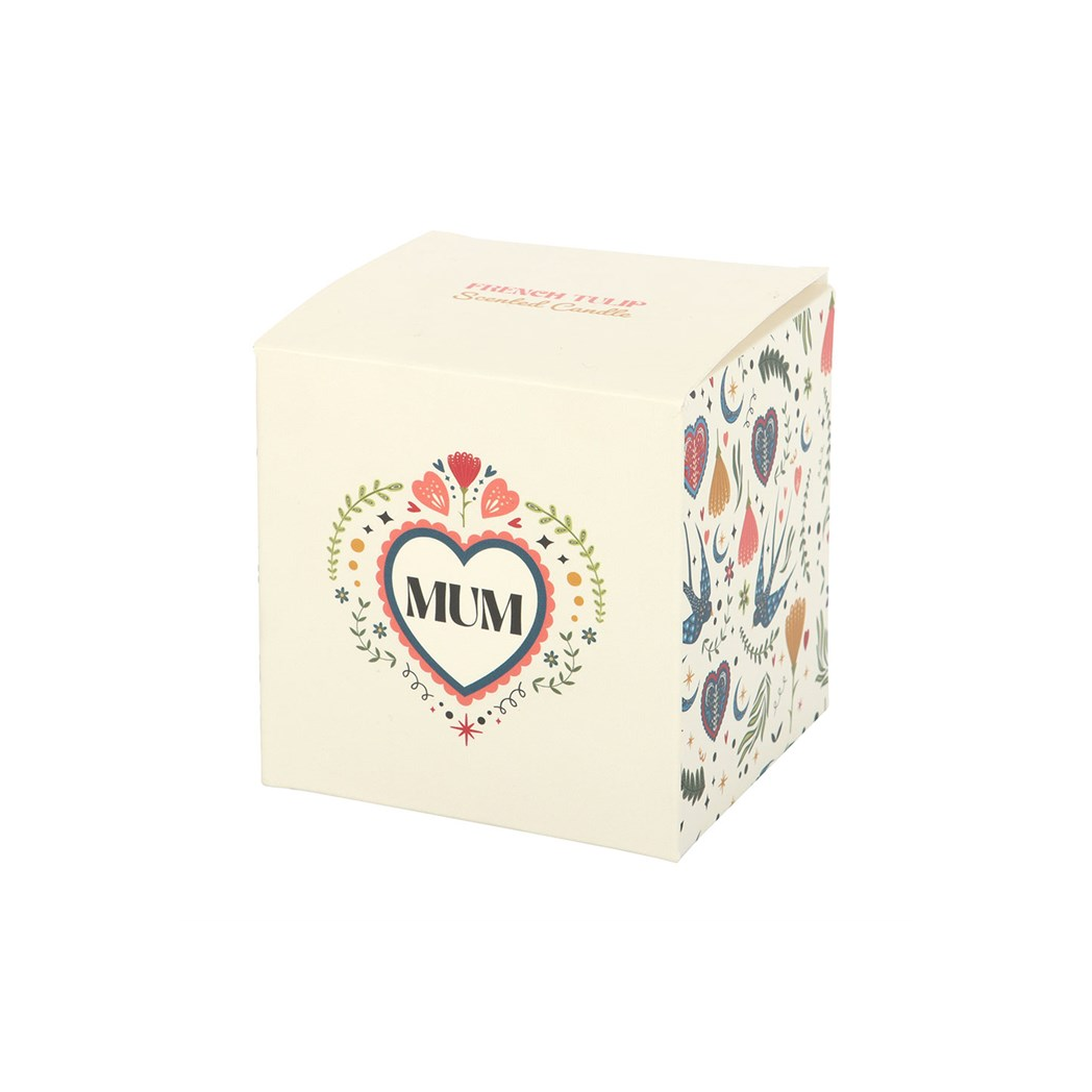 Mum Folk Heart French Tulip Candle