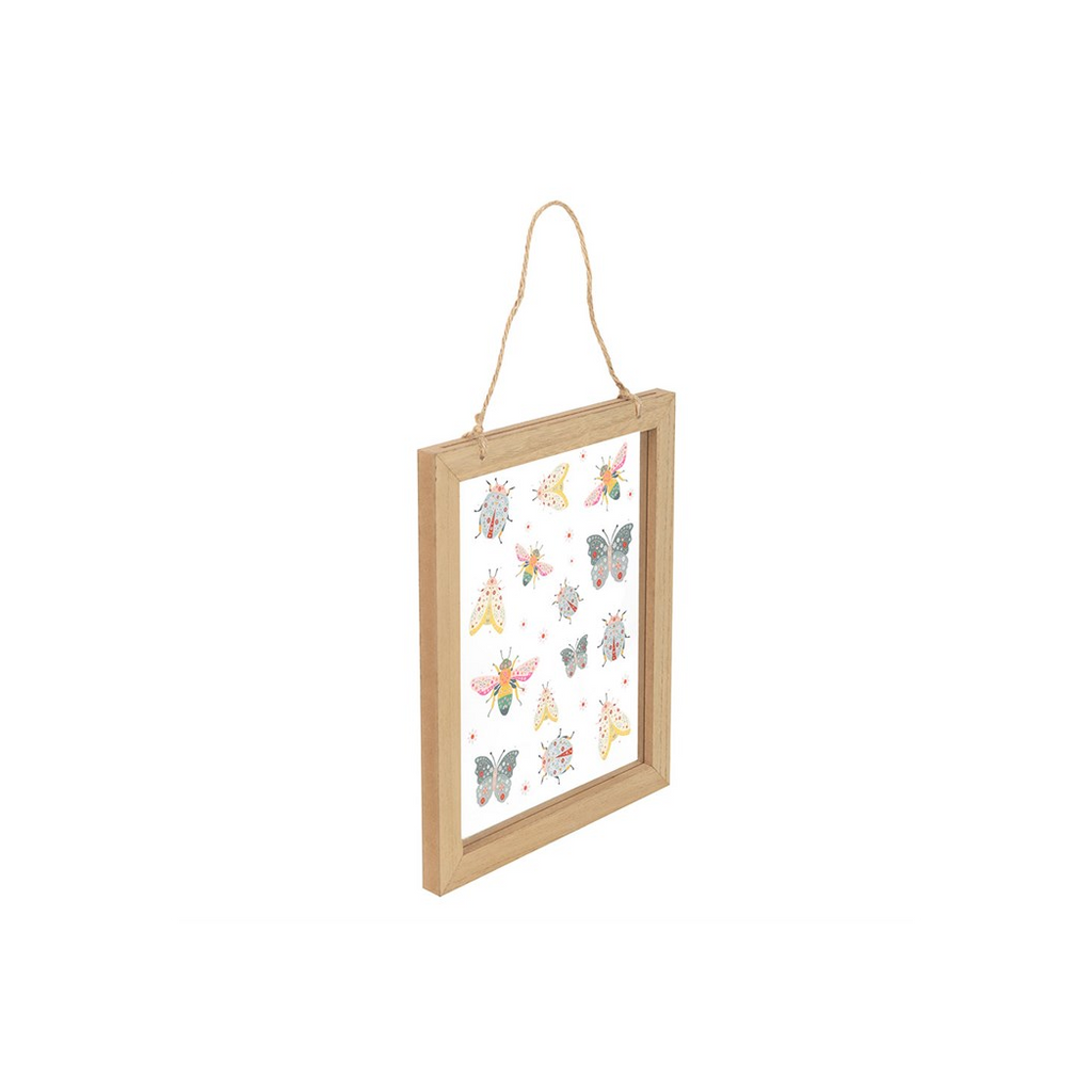 Floral Bug Print Glass Wall Hanging