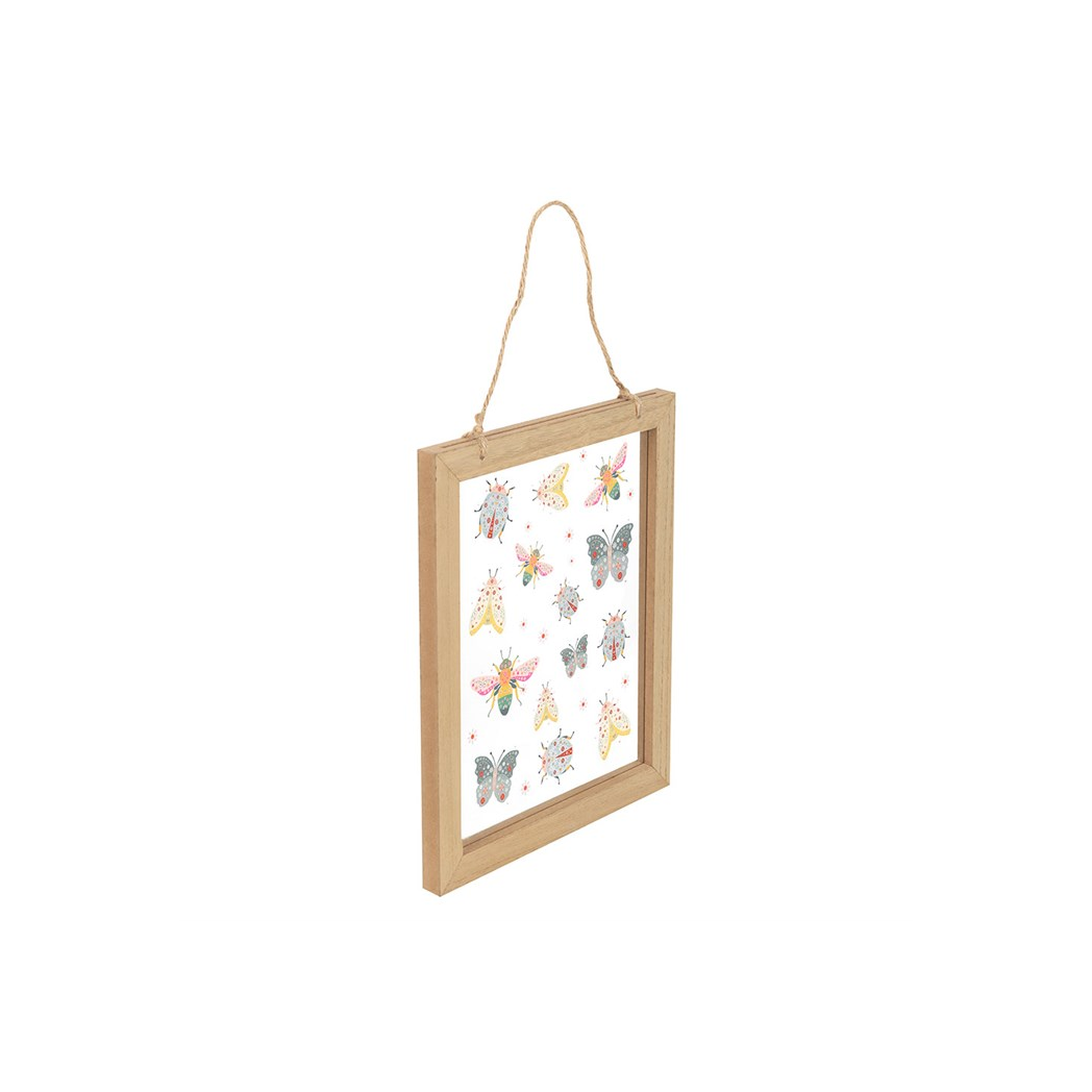 Floral Bug Print Glass Wall Hanging