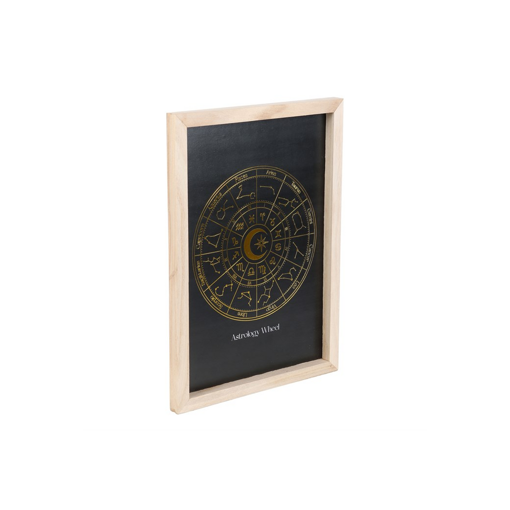 Black Astrology Wheel Framed Wall Art Print