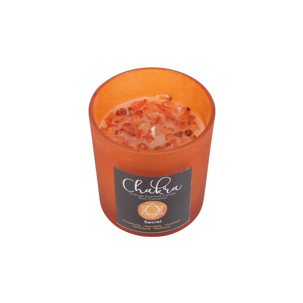 Sacral Chakra Orange Crystal Chip Candle