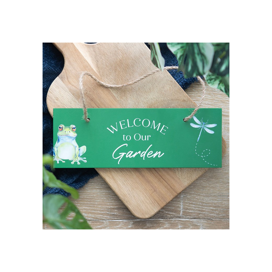 Green Welcome to Our Garden Hanging Sign