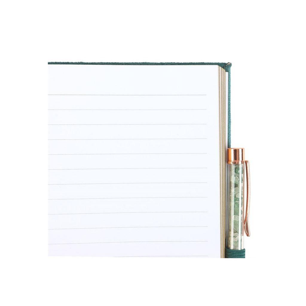 Book of Abundance Journal with Green Aventurine Crystal Pen