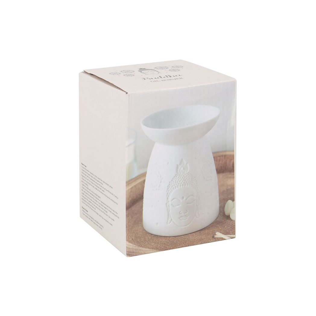 White Ceramic Buddha Face Oil Burner and Wax Warmer