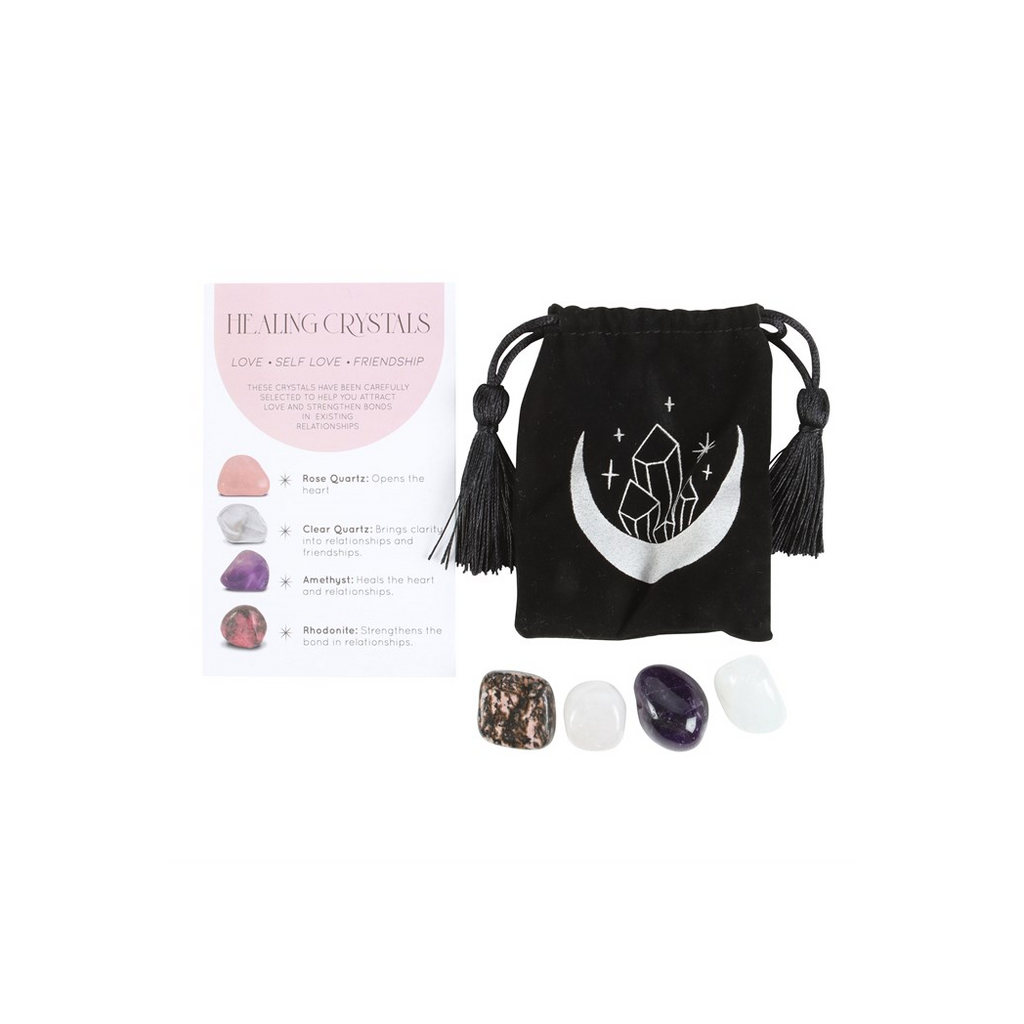 Love Healing Crystal Set with Moon Trinket Dish