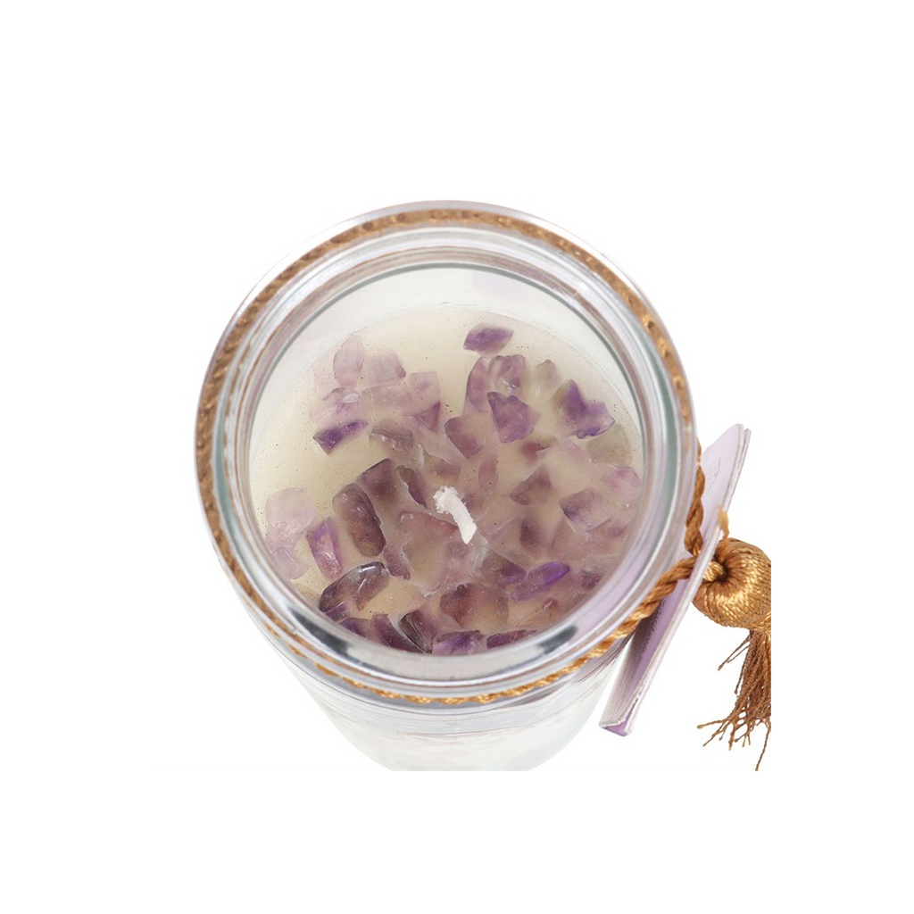 Selene Goddess Tube Candle with Amethyst Crystals