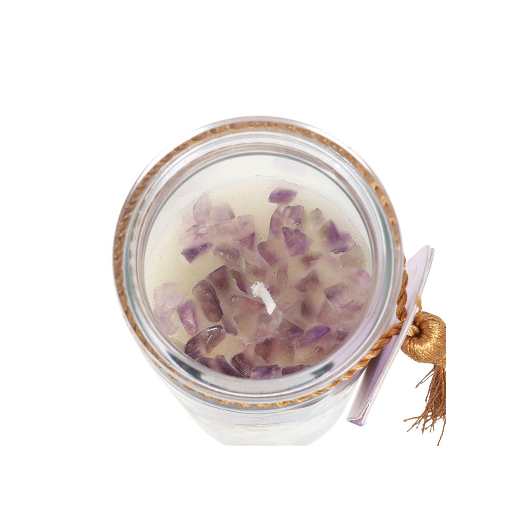 Selene Goddess Tube Candle with Amethyst Crystals