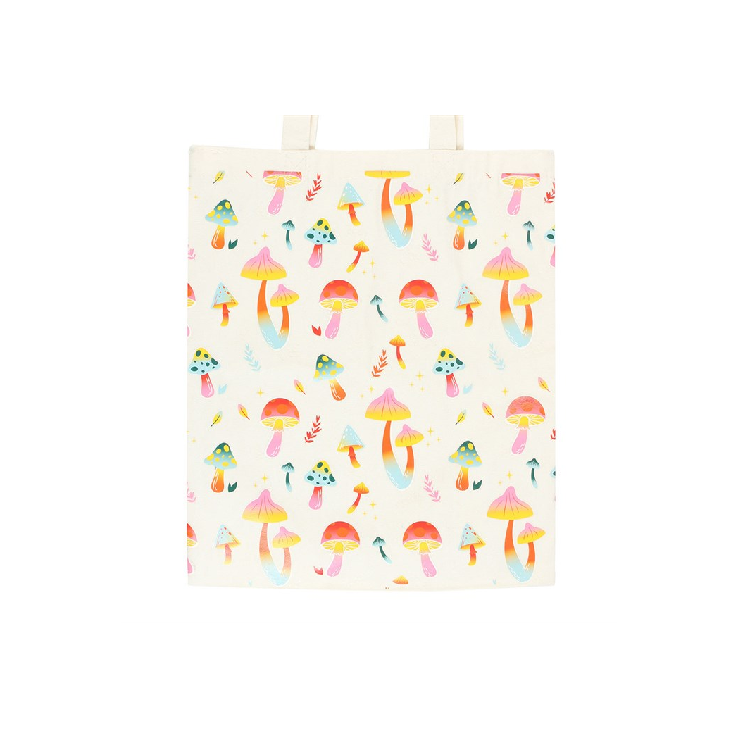 Funky Fungi Mushroom Print Polycotton Tote Bag