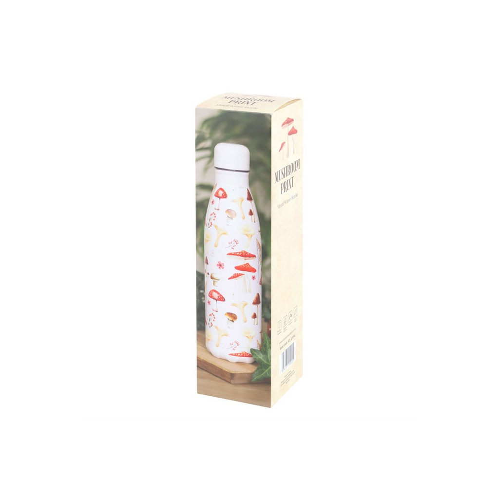 All Over Mushroom Print Metal Water Bottle