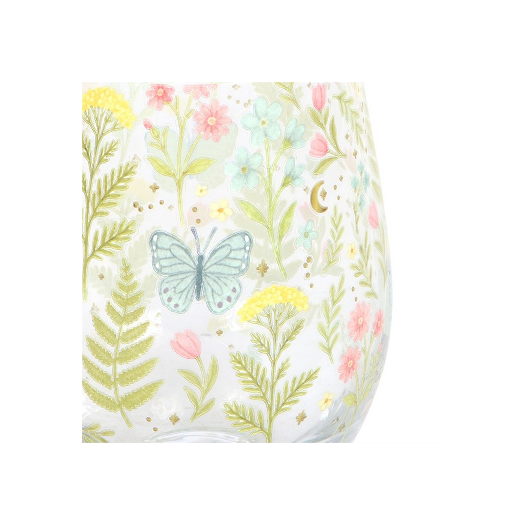 Luna Bloom Floral Print Stemless Glass