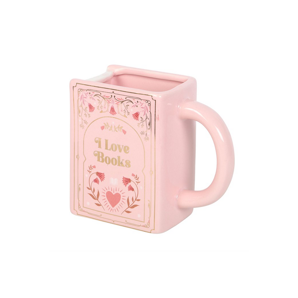 I Love Books Pink Book Shaped Mug