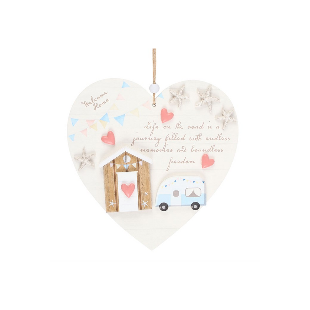 Life on the Road Shell Caravan Hanging Heart
