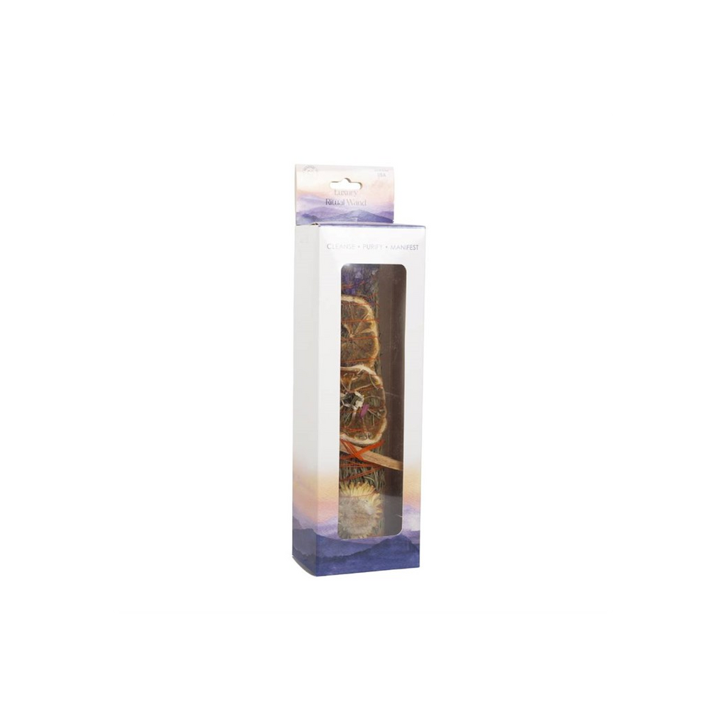 9in Ritual Wand Smudge Stick with Rosemary, Lavender, and Orange