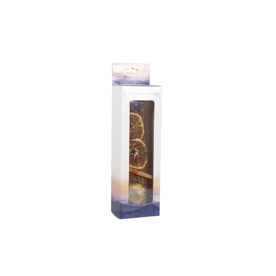 9in Ritual Wand Smudge Stick with Rosemary, Lavender, and Orange