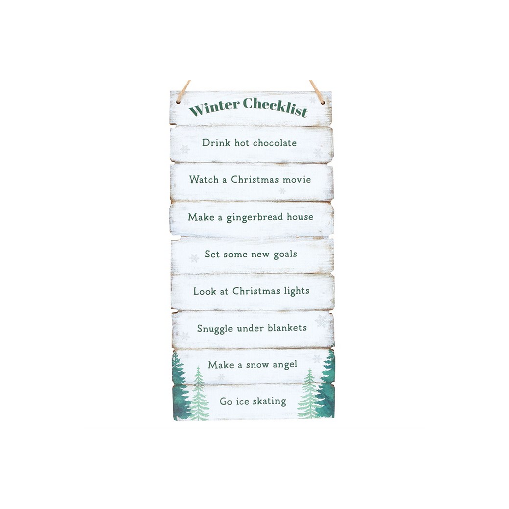 Winter Wonderland Checklist Hanging Sign