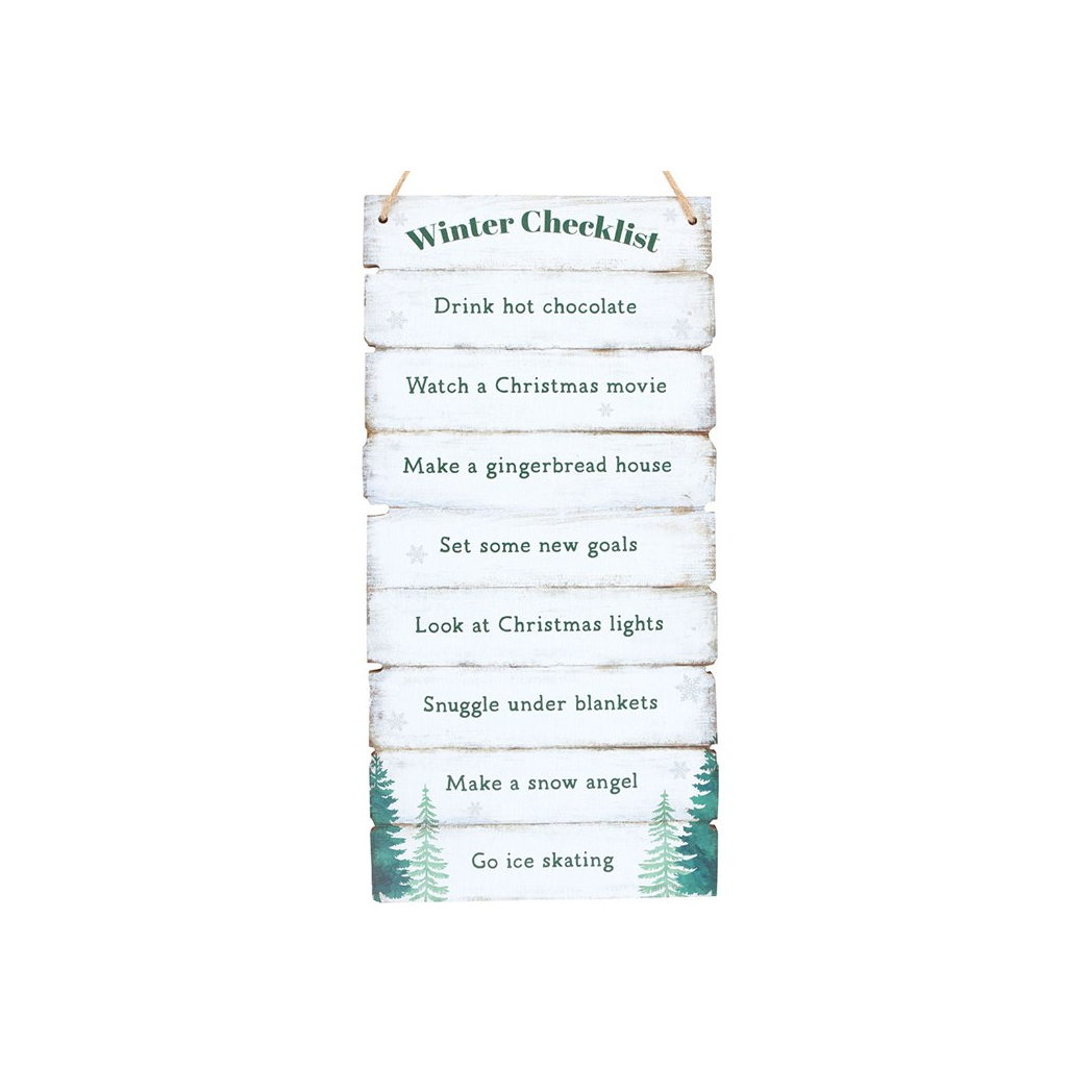 Winter Wonderland Checklist Hanging Sign