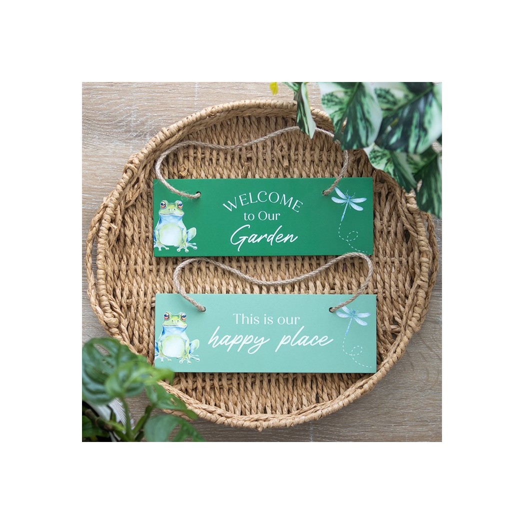 Green Welcome to Our Garden Hanging Sign