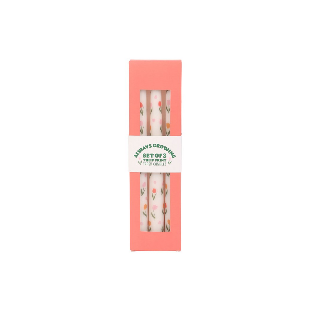 Set of 3 Tulip Print Taper Candles