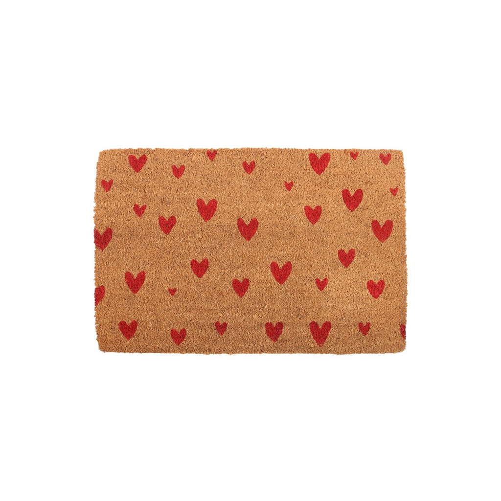 Natural Red Love Heart Doormat