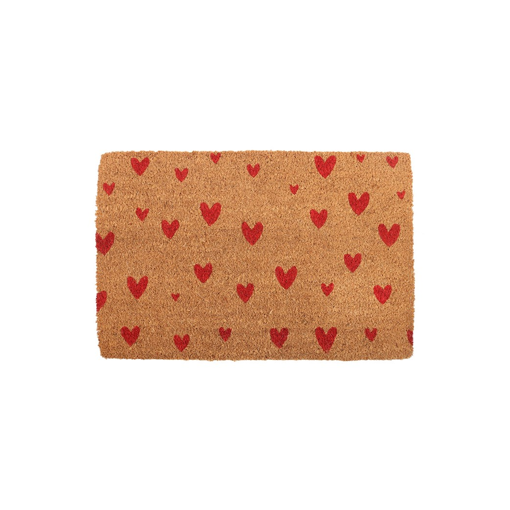 Natural Red Love Heart Doormat