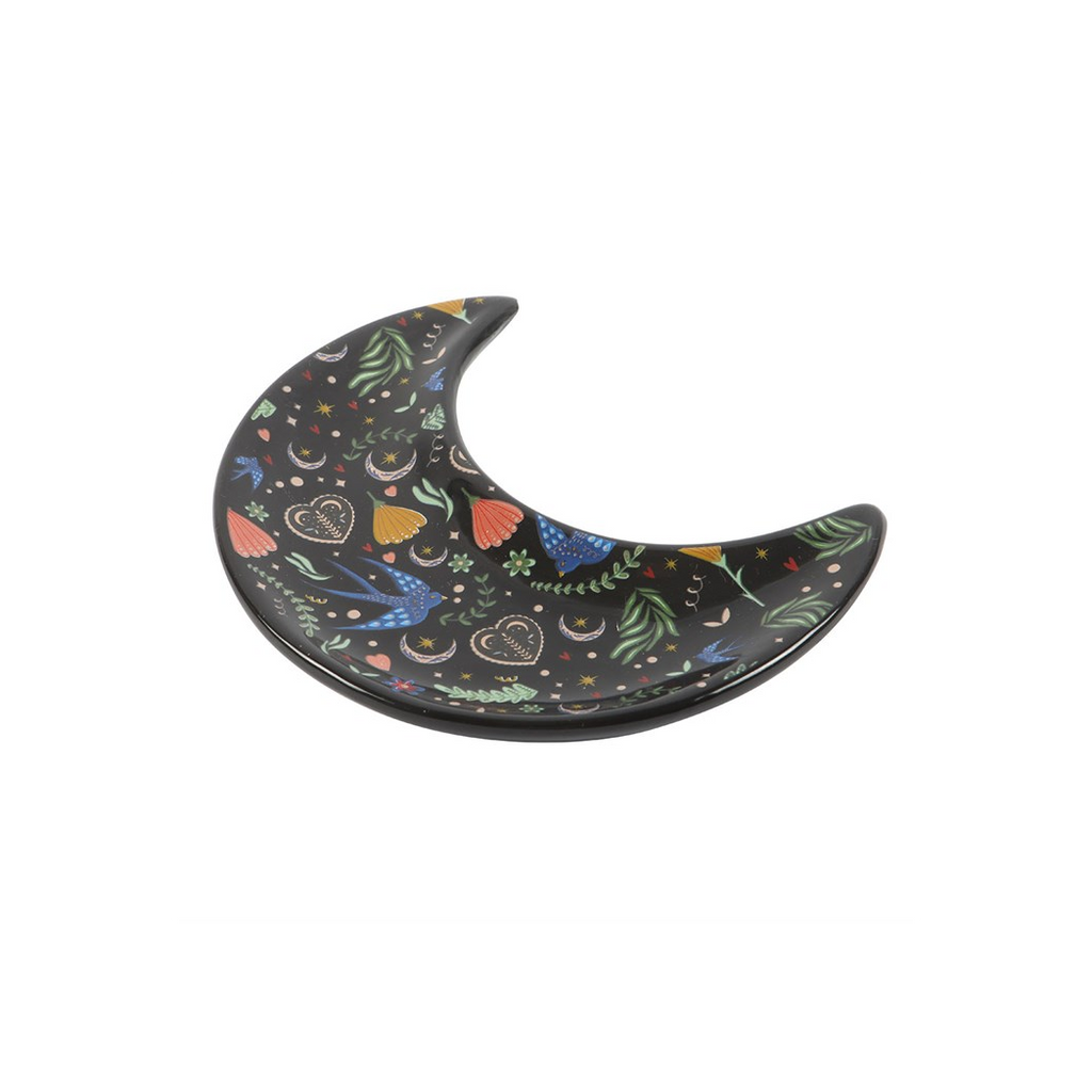 Midnight Bloom Crescent Moon Trinket Dish