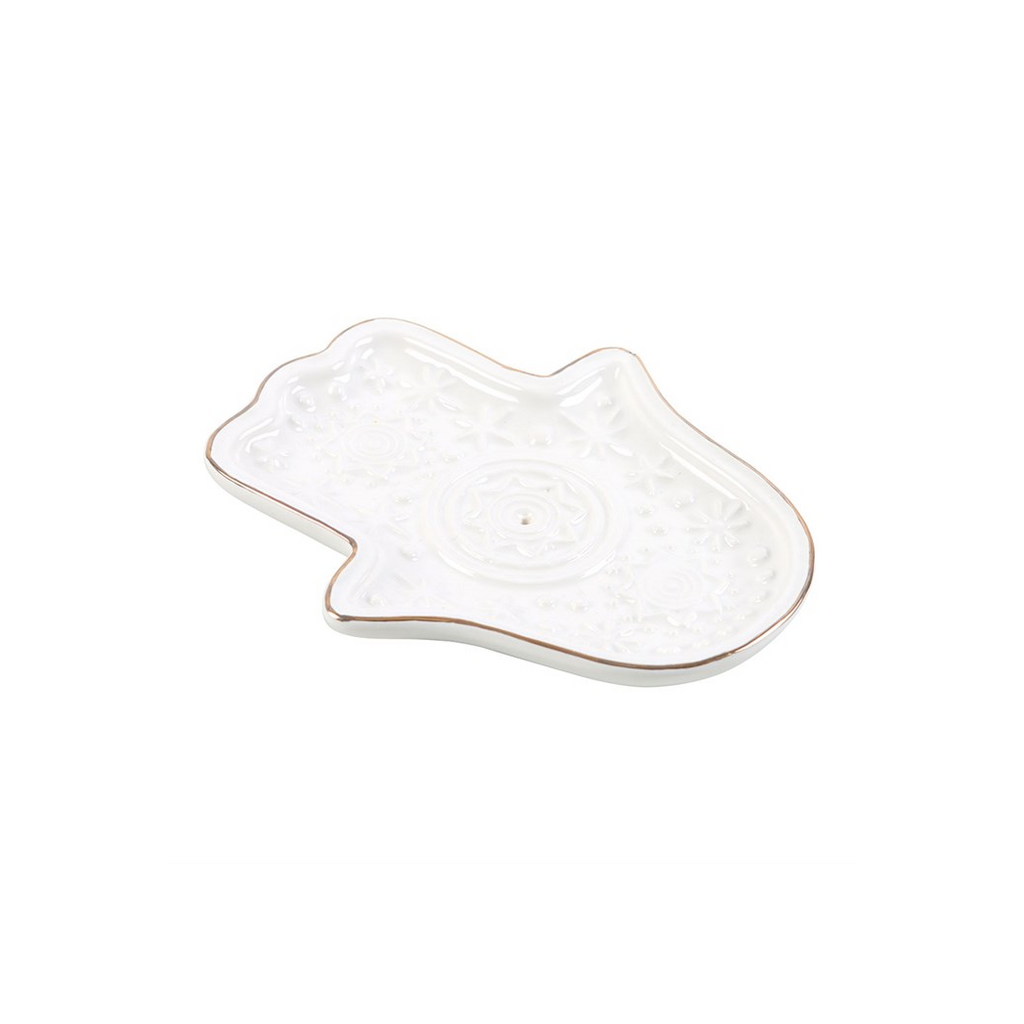 White Hand of Hamsa Incense Holder and Trinket Dish