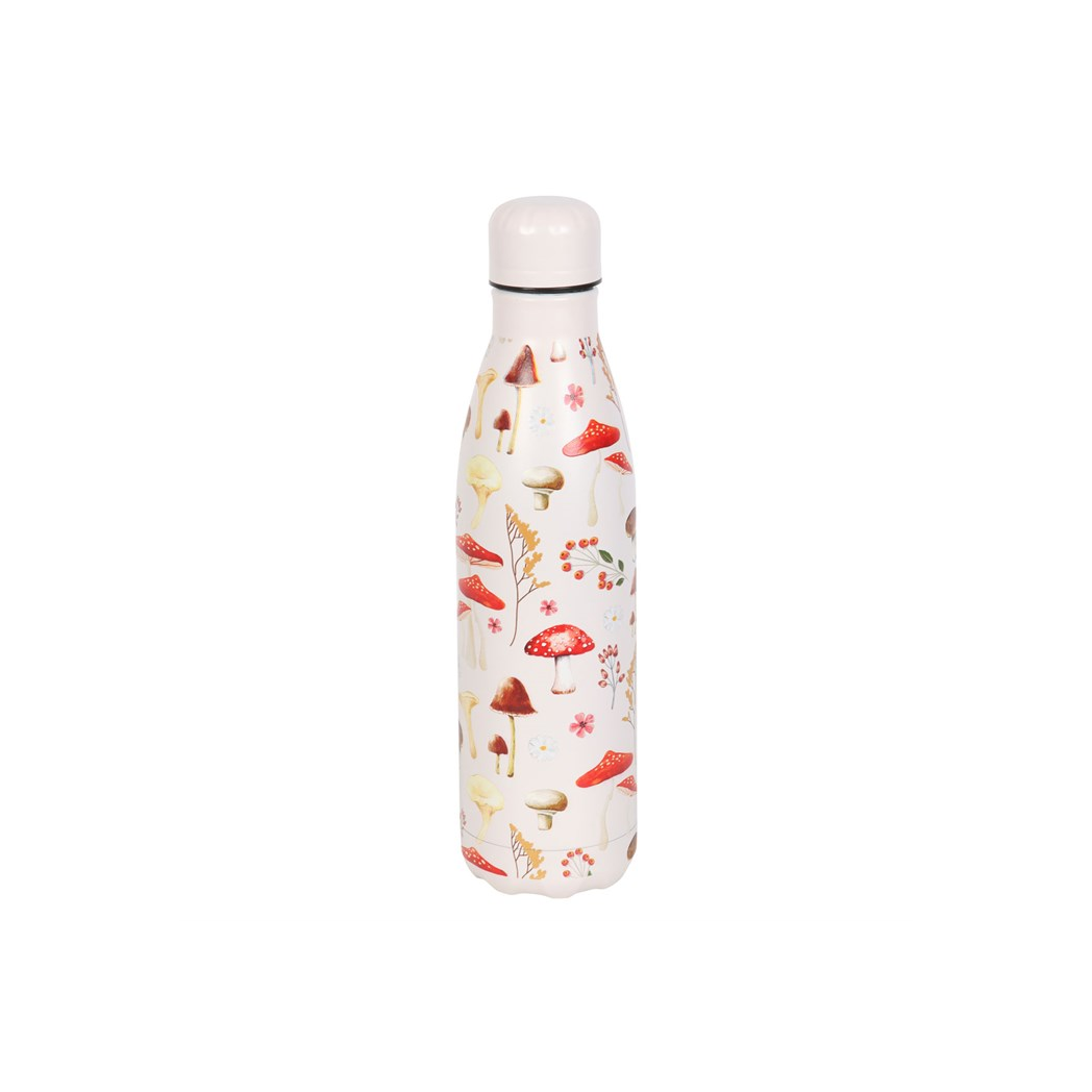 All Over Mushroom Print Metal Water Bottle
