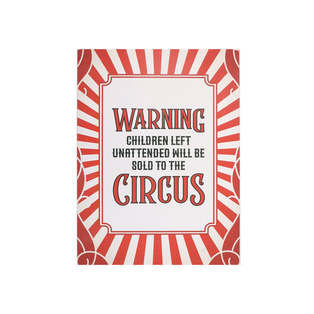 Circus Warning Metal Hanging Sign
