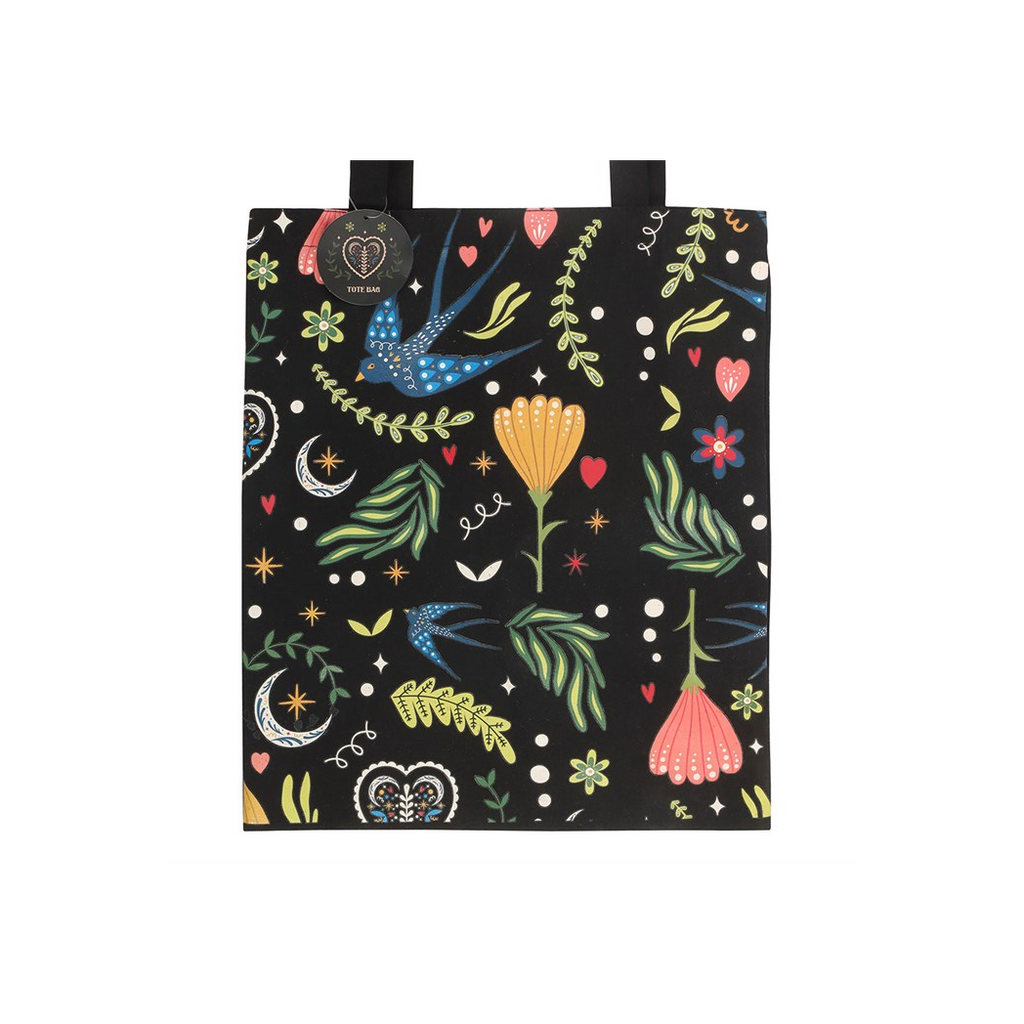 Midnight Bloom Polycotton Tote Bag