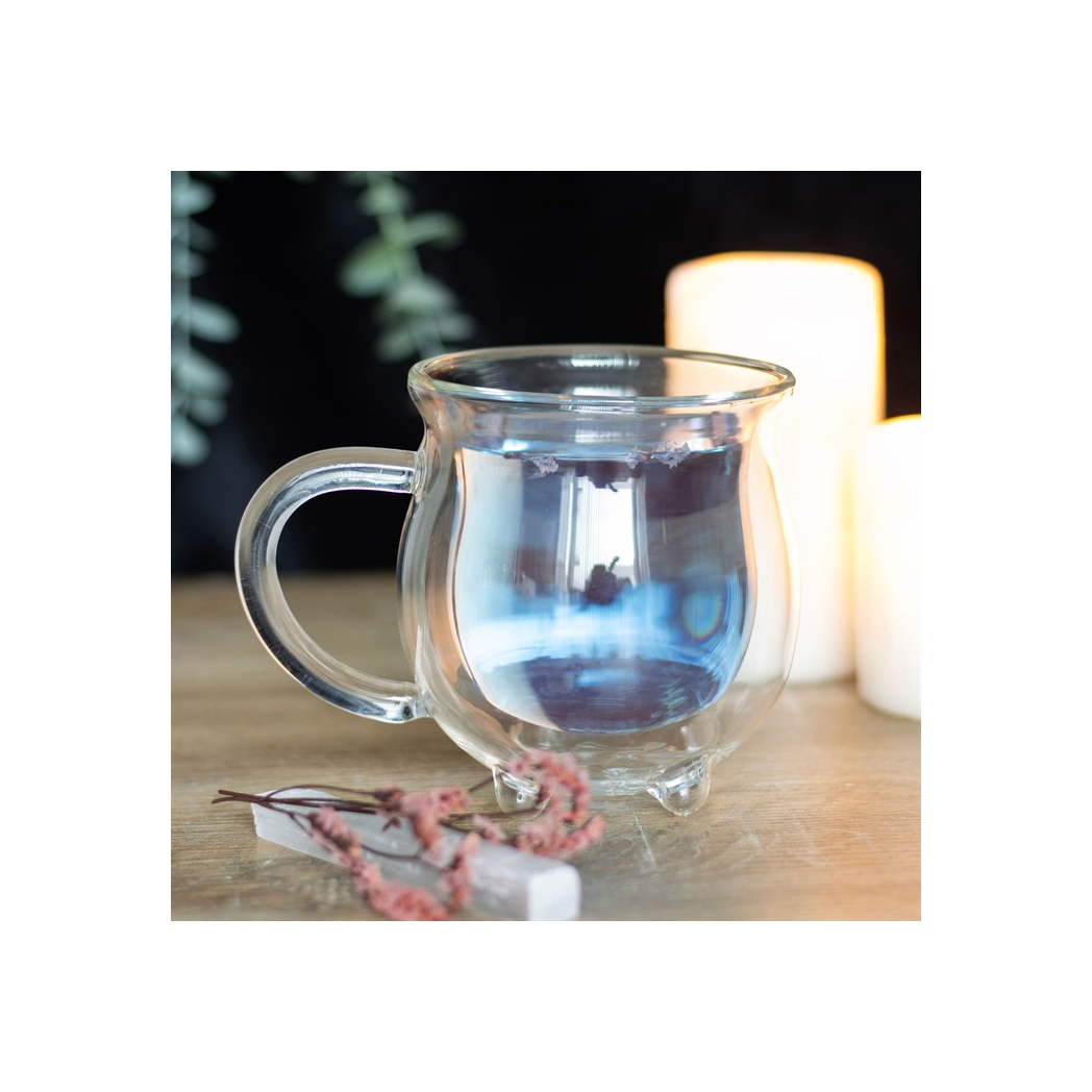 Clear Double Walled Glass Cauldron Mug