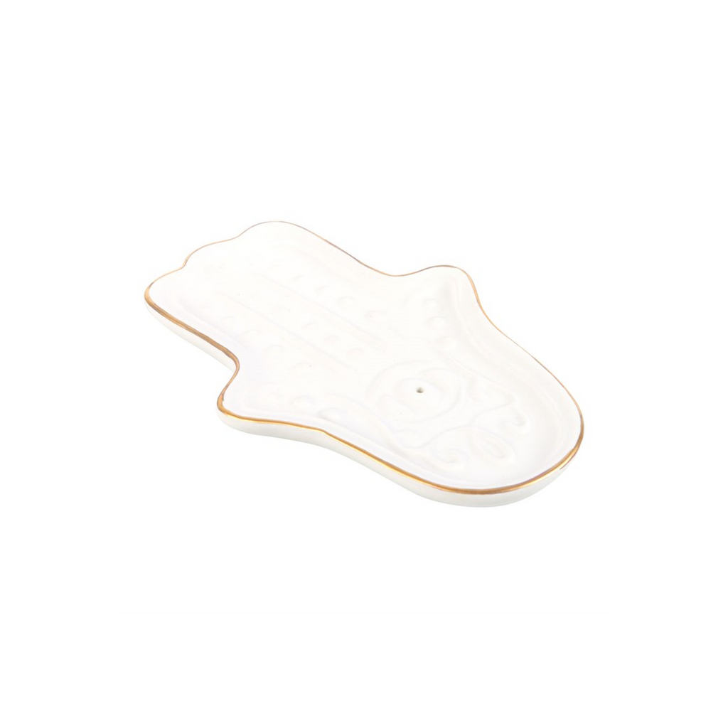 White Hamsa Hand Incense Stick Holder