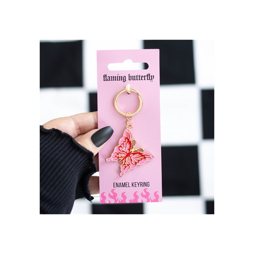 Flaming Butterfly Keyring