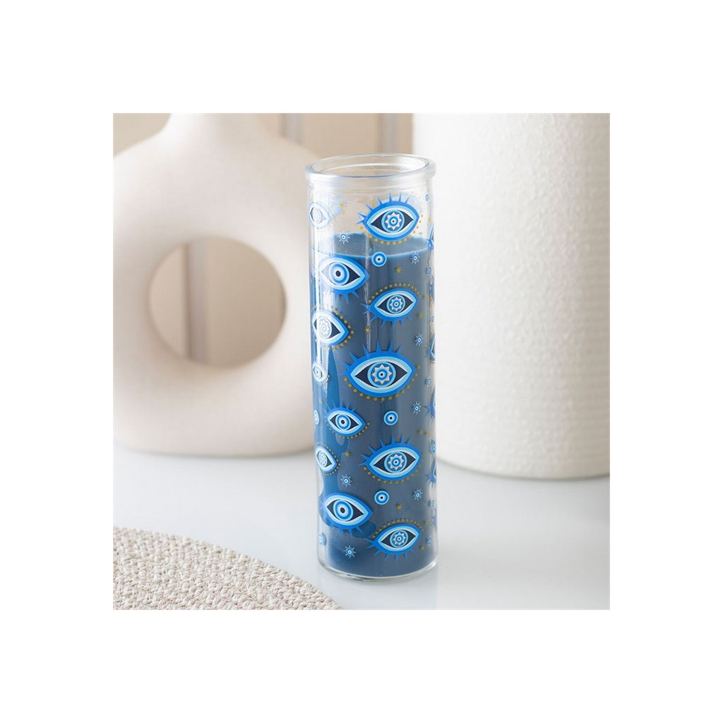 All Seeing Eye Print White Rose Tube Candle