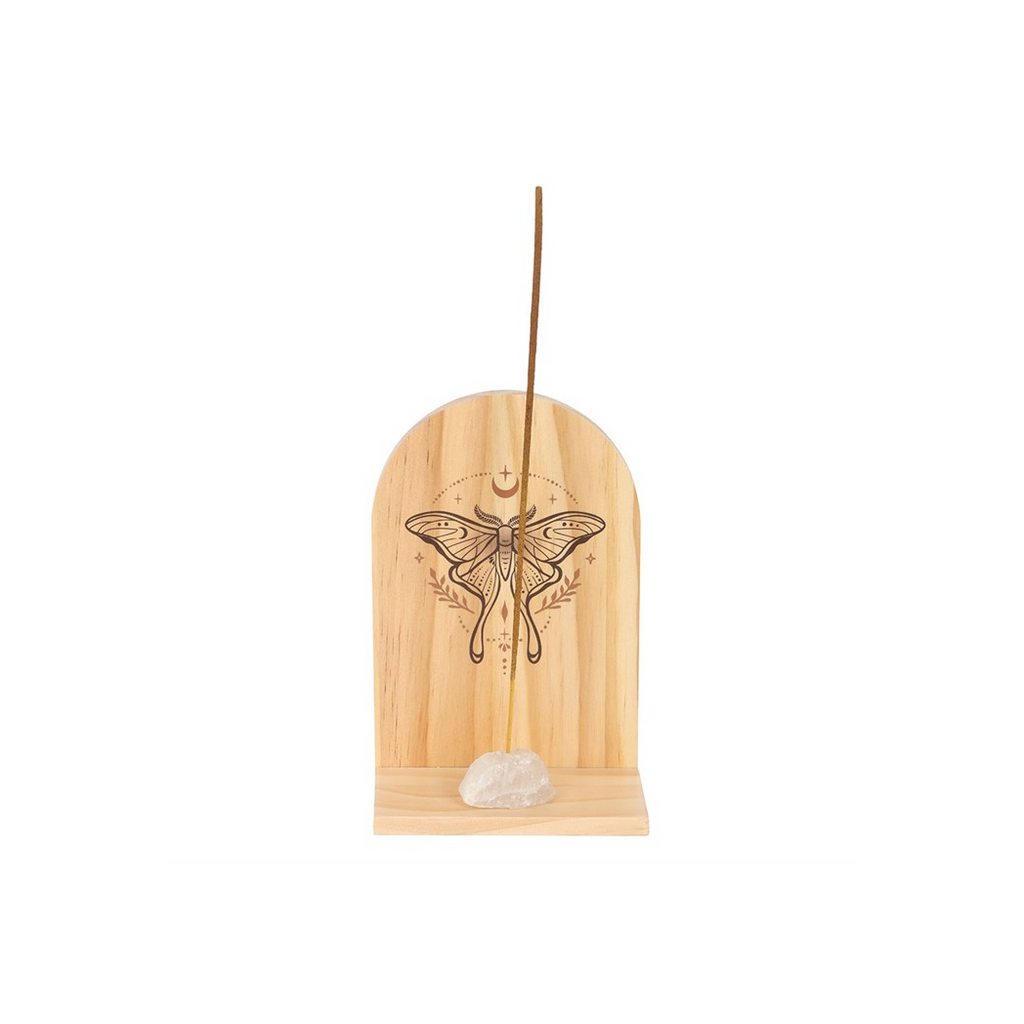 Natural Luna Moth Wooden Incense Holder Shelf